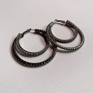 Express Rhinestone Hoops Earrings
